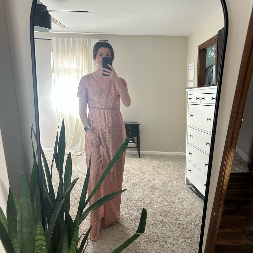 ASOS rose gold sequin maxi dress.
